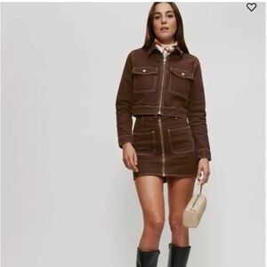 Reformation brown denim cropped jacket
